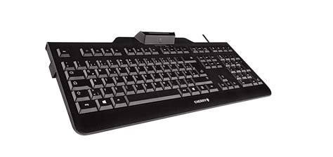 cherry black usb keyboard with high performance smart card reader|mechanical keyboard with cac reader.